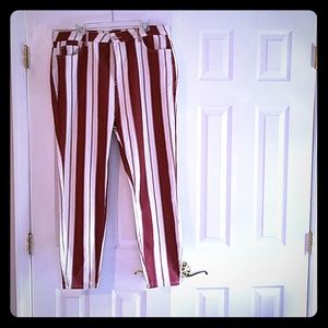 Red and White striped jeans